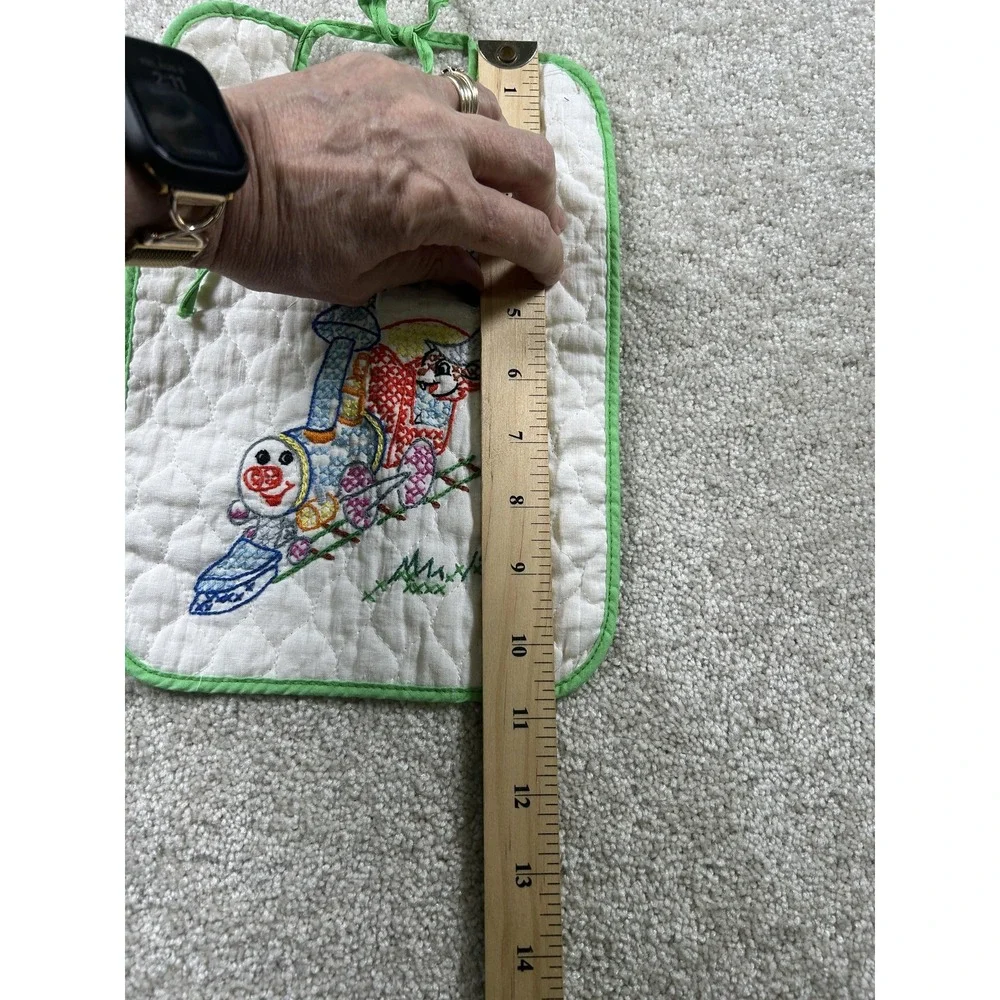 Vintage Disney Baby‎ Bib Hand Embroidered Train Paragon Nursery 12x8 Inch